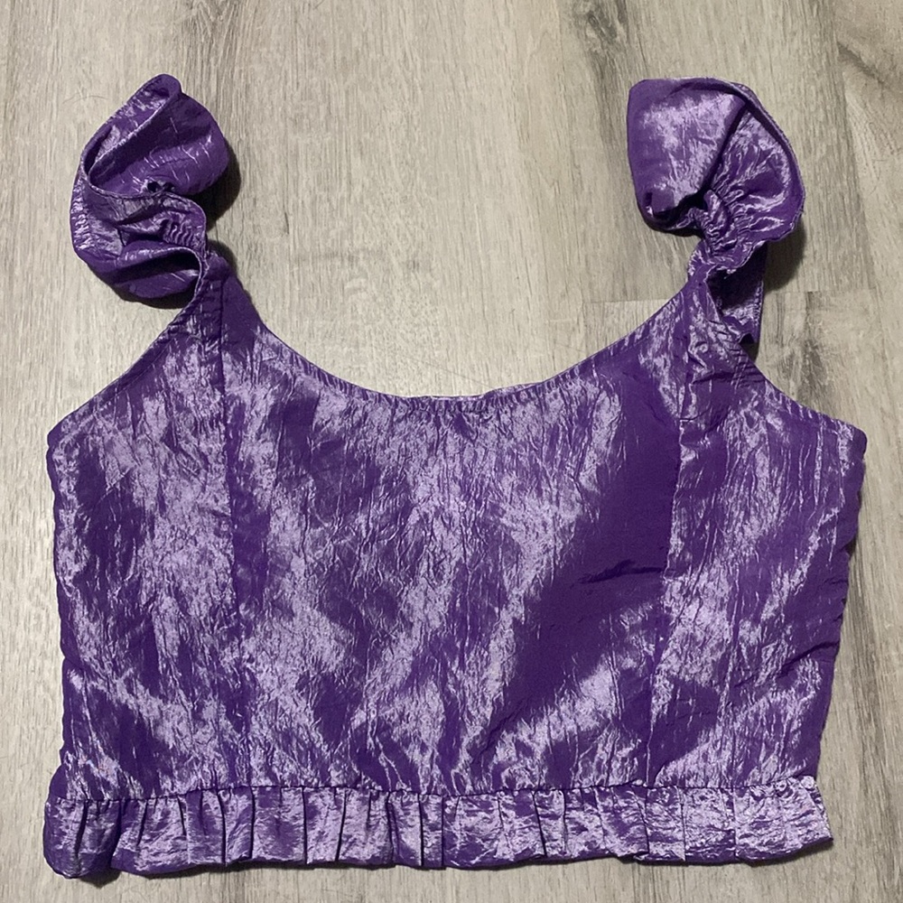 ASOS Taffetta Ruffle Crop Top - Picture 10 of 13